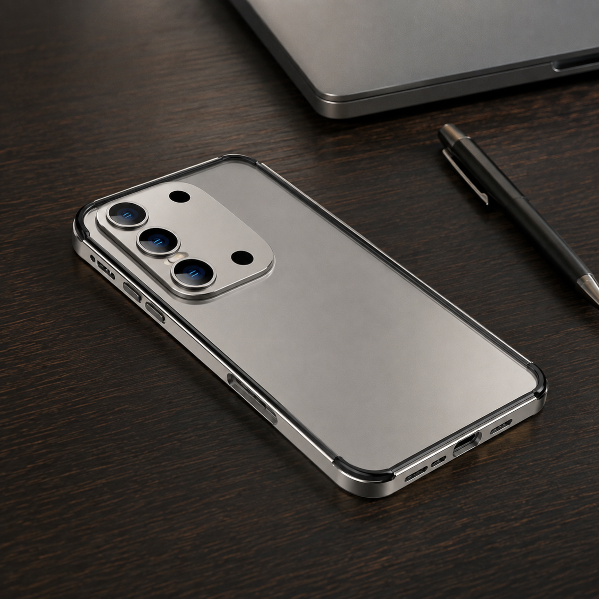 Premium iPhone Case Aluminum Alloy Silicone Hybrid Bumper Heat Dissipation Metal Frame Anti Scratch Anti Fingerprint Slim Protective Cover