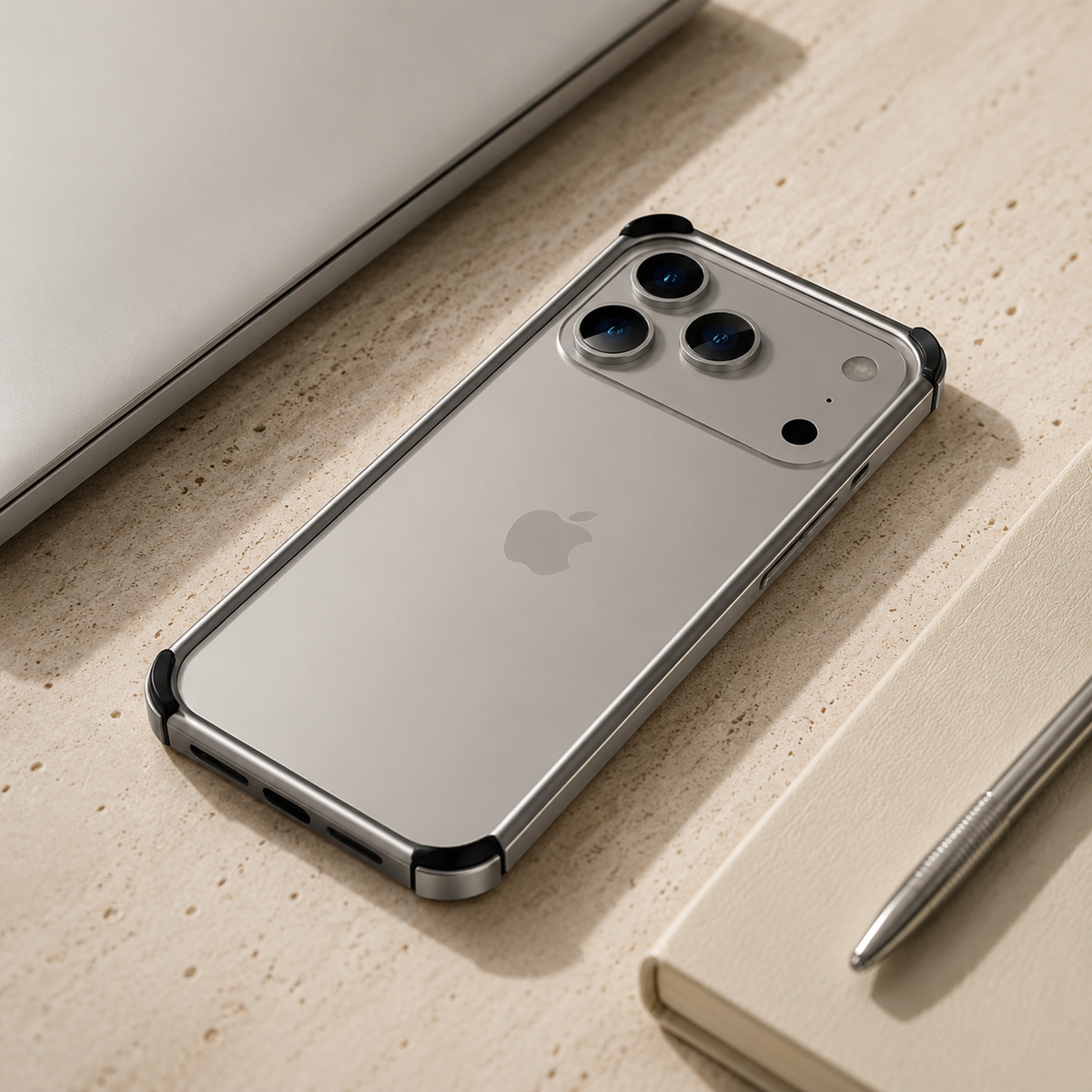 Premium iPhone Case Aluminum Alloy Silicone Hybrid Bumper Heat Dissipation Metal Frame Anti Scratch Anti Fingerprint Slim Protective Cover
