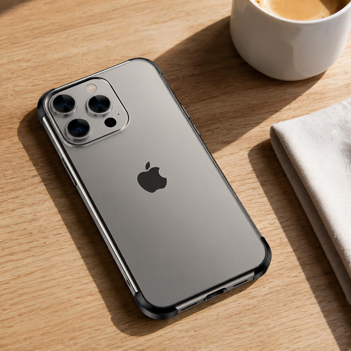 Premium iPhone Case Aluminum Alloy Silicone Hybrid Bumper Heat Dissipation Metal Frame Anti Scratch Anti Fingerprint Slim Protective Cover