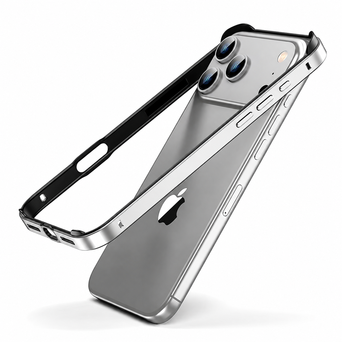 Premium iPhone Case Aluminum Alloy Silicone Hybrid Bumper Heat Dissipation Metal Frame Anti Scratch Anti Fingerprint Slim Protective Cover
