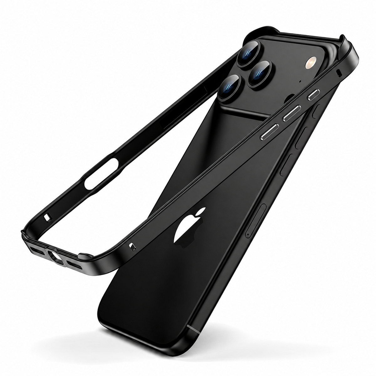 Premium iPhone Case Aluminum Alloy Silicone Hybrid Bumper Heat Dissipation Metal Frame Anti Scratch Anti Fingerprint Slim Protective Cover