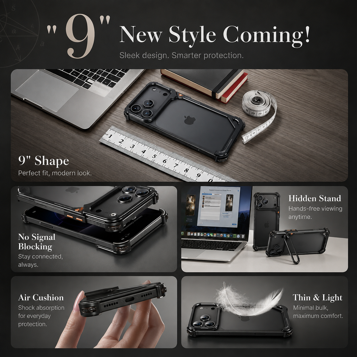 Premium iPhone Case Aluminum Frame MagSafe Compatible Lens Holder Wireless Charging Slim Metal Shockproof Anti Scratch Non Slip Protective Design