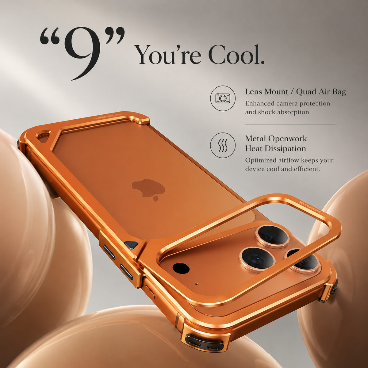Premium iPhone Case Aluminum Frame MagSafe Compatible Lens Holder Wireless Charging Slim Metal Shockproof Anti Scratch Non Slip Protective Design