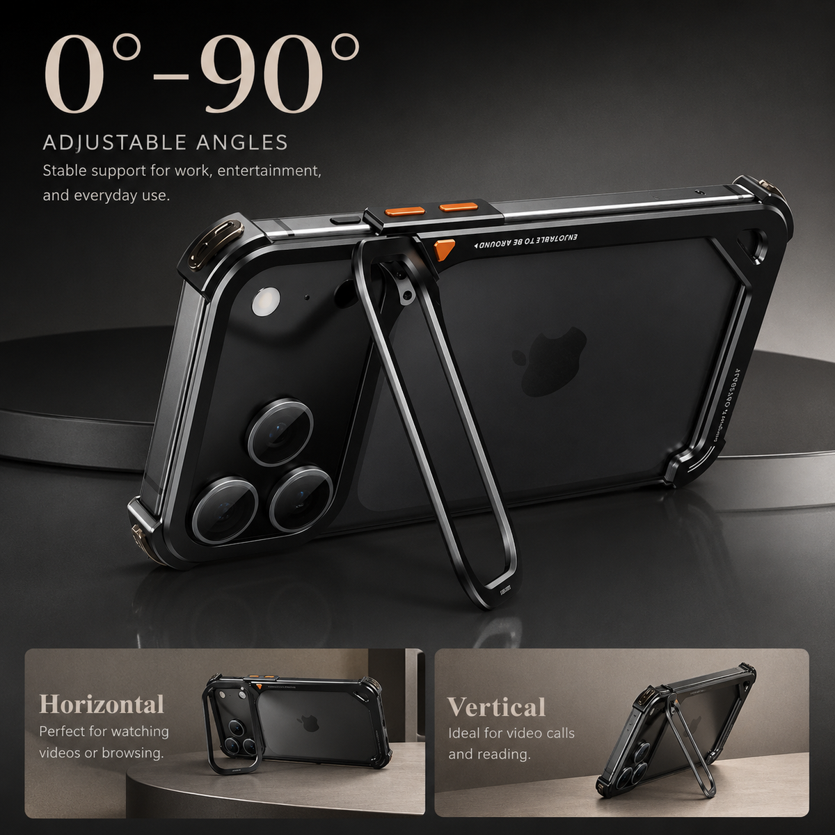 Premium iPhone Case Aluminum Frame MagSafe Compatible Lens Holder Wireless Charging Slim Metal Shockproof Anti Scratch Non Slip Protective Design