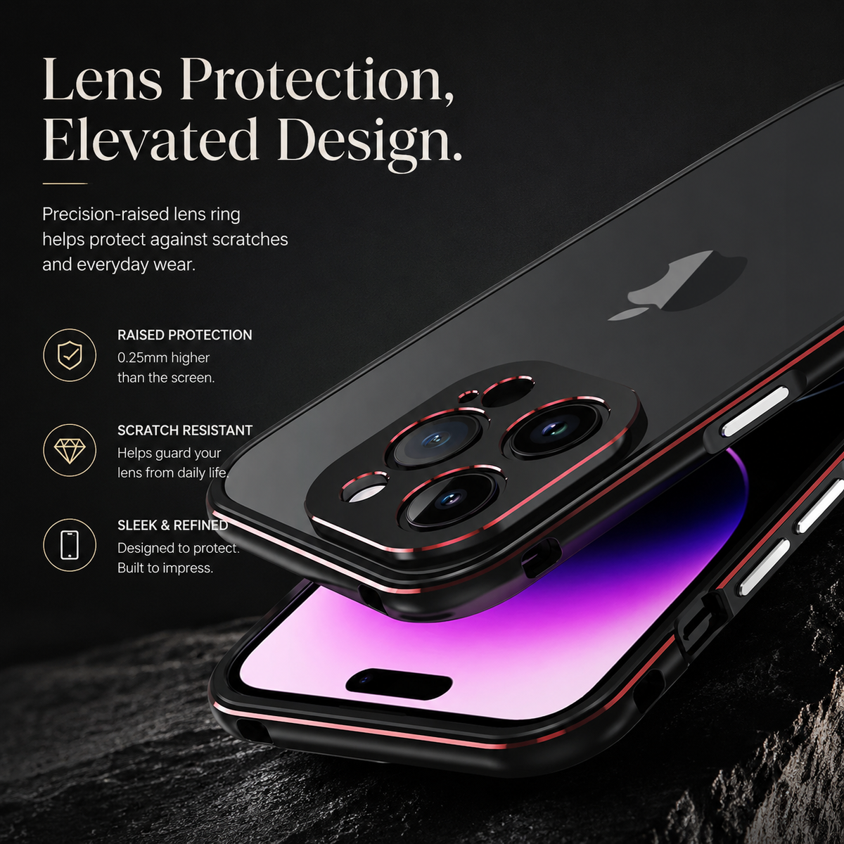 Premium iPhone Case Aluminum Metal Bumper Camera Protector Shockproof Heavy Duty Anti Scratch Slim Protective Frame Corner Cover Lightweight Design