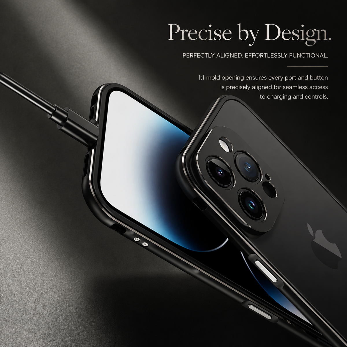 Premium iPhone Case Aluminum Metal Bumper Camera Protector Shockproof Heavy Duty Anti Scratch Slim Protective Frame Corner Cover Lightweight Design