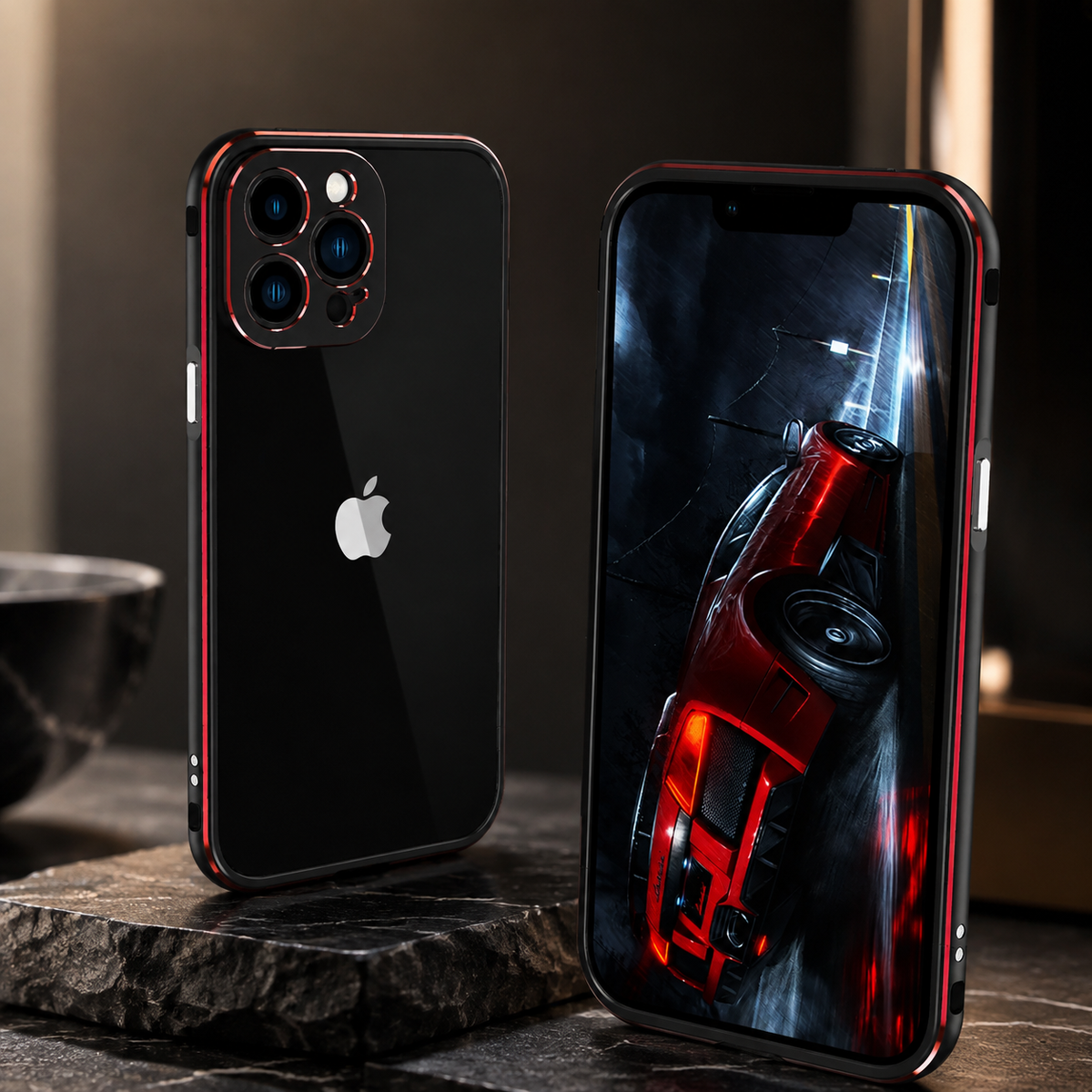 Premium iPhone Case Aluminum Metal Bumper Camera Protector Shockproof Heavy Duty Anti Scratch Slim Protective Frame Corner Cover Lightweight Design
