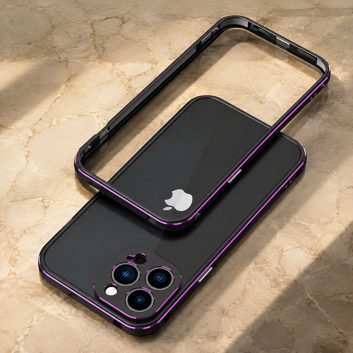 Premium iPhone Case Aluminum Metal Bumper Camera Protector Shockproof Heavy Duty Anti Scratch Slim Protective Frame Corner Cover Lightweight Design