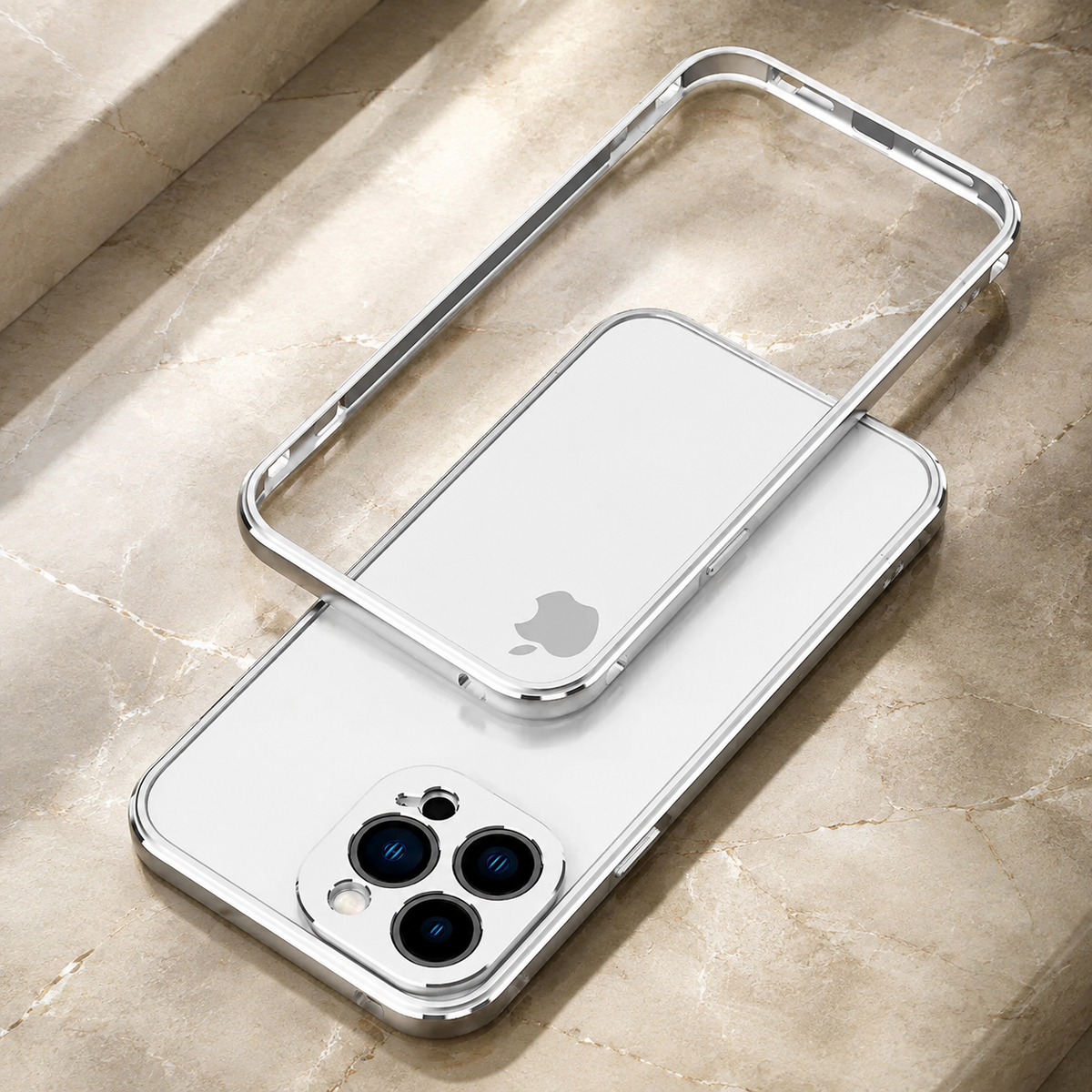 Premium iPhone Case Aluminum Metal Bumper Camera Protector Shockproof Heavy Duty Anti Scratch Slim Protective Frame Corner Cover Lightweight Design