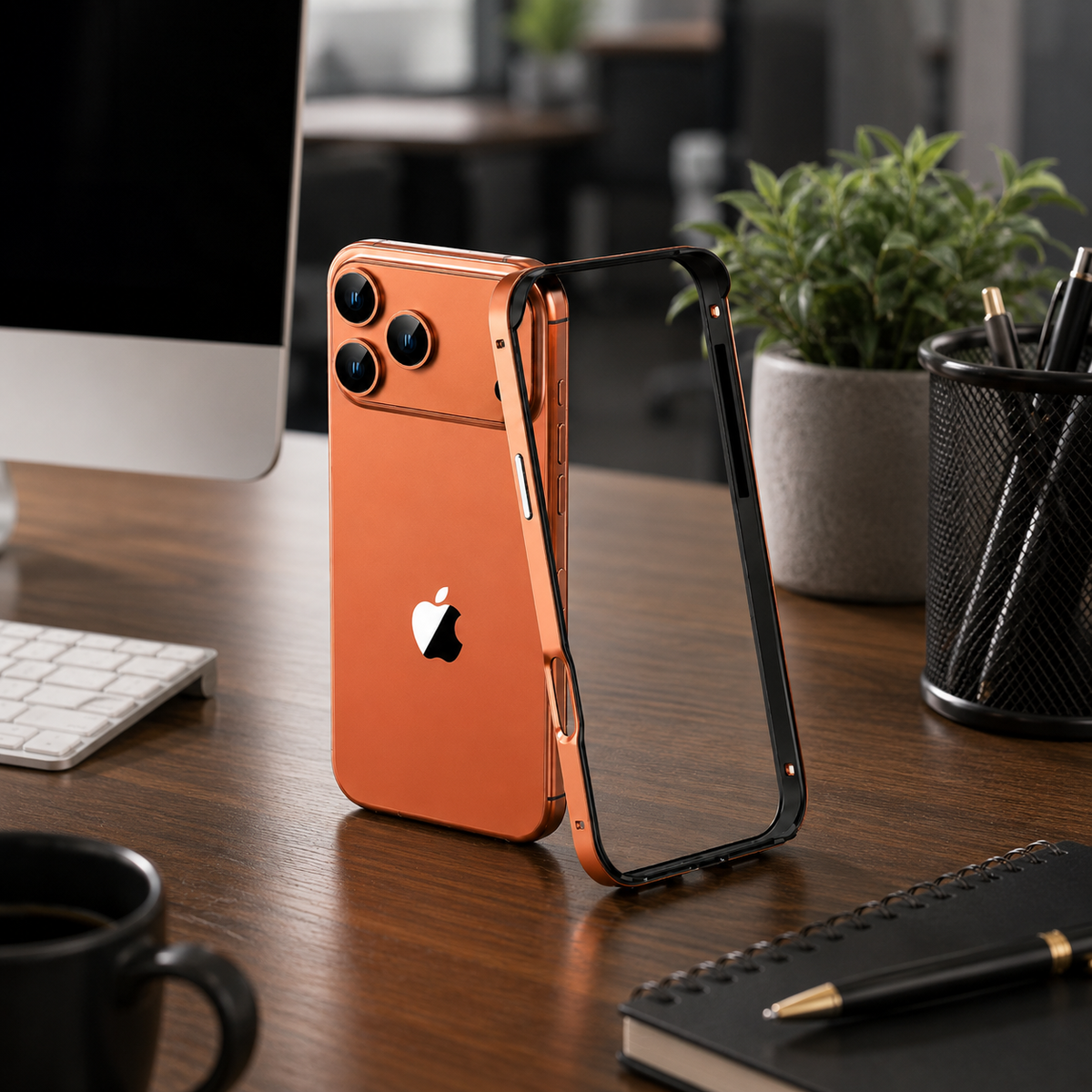 Premium iPhone Case Aluminum Metal Frame Bumper Silicone Shockproof Protective Cover Slim Half Wrap Durable Scratch Resistant Wireless Charging