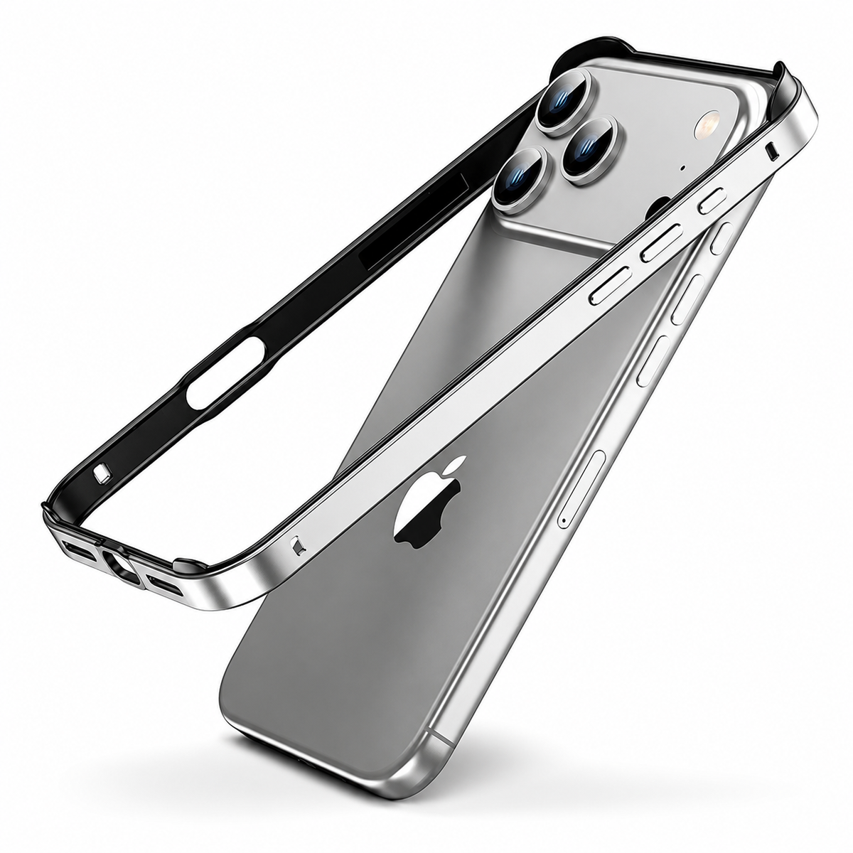 Premium iPhone Case Aluminum Metal Frame Bumper Silicone Shockproof Protective Cover Slim Half Wrap Durable Scratch Resistant Wireless Charging