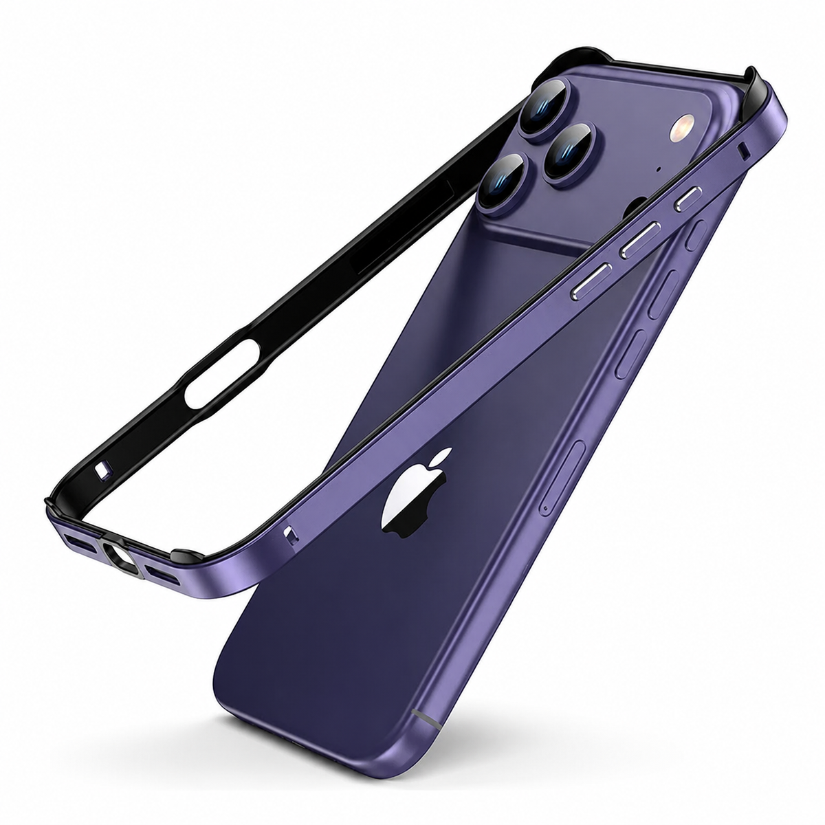 Premium iPhone Case Aluminum Metal Frame Bumper Silicone Shockproof Protective Cover Slim Half Wrap Durable Scratch Resistant Wireless Charging