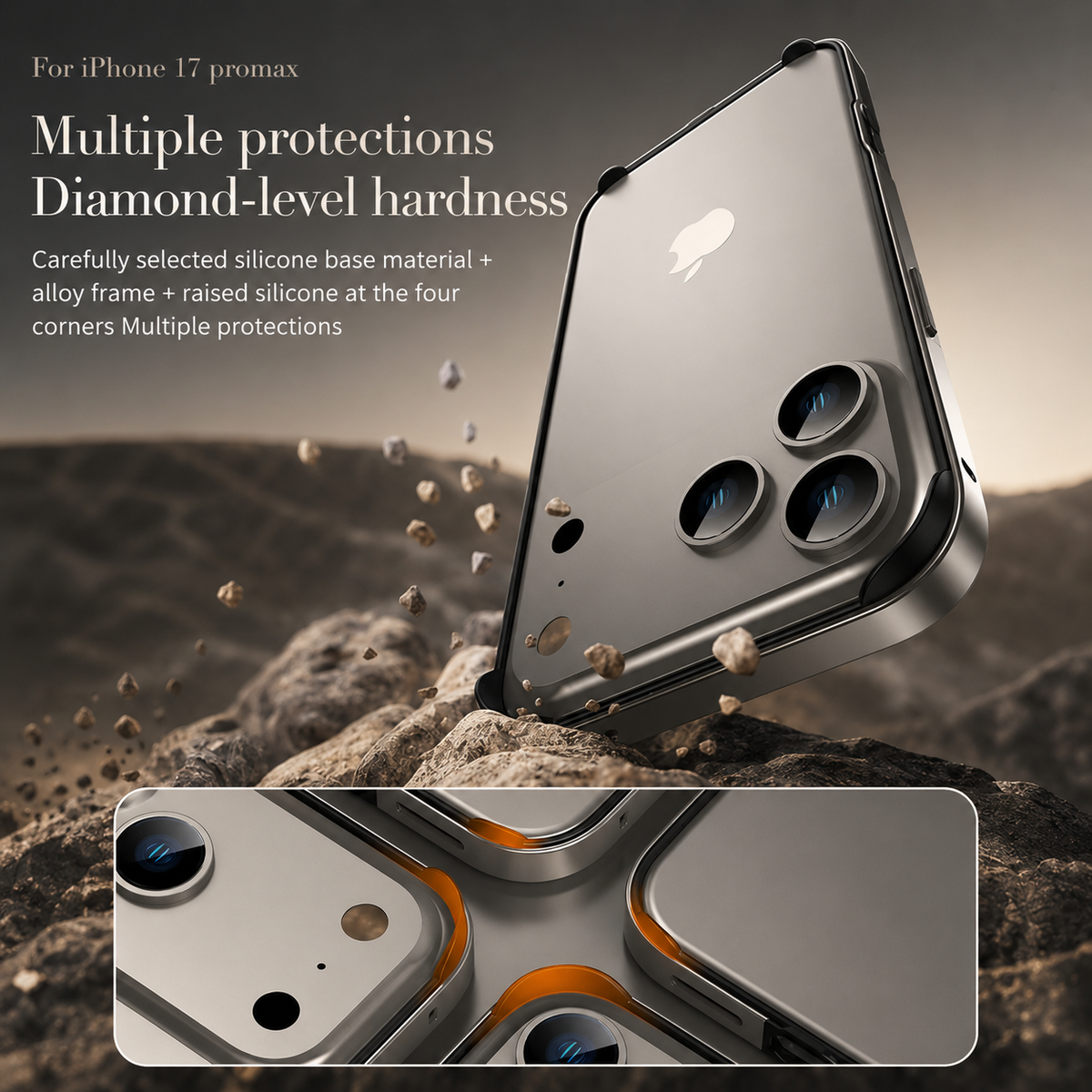 Premium iPhone Case Aluminum Metal Frame Bumper Silicone Shockproof Protective Cover Slim Half Wrap Durable Scratch Resistant Wireless Charging