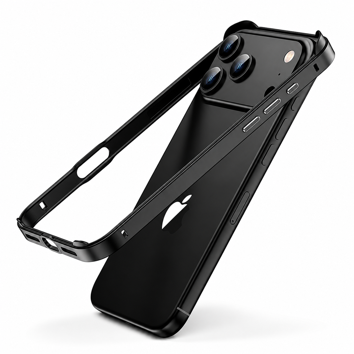 Premium iPhone Case Aluminum Metal Frame Bumper Silicone Shockproof Protective Cover Slim Half Wrap Durable Scratch Resistant Wireless Charging
