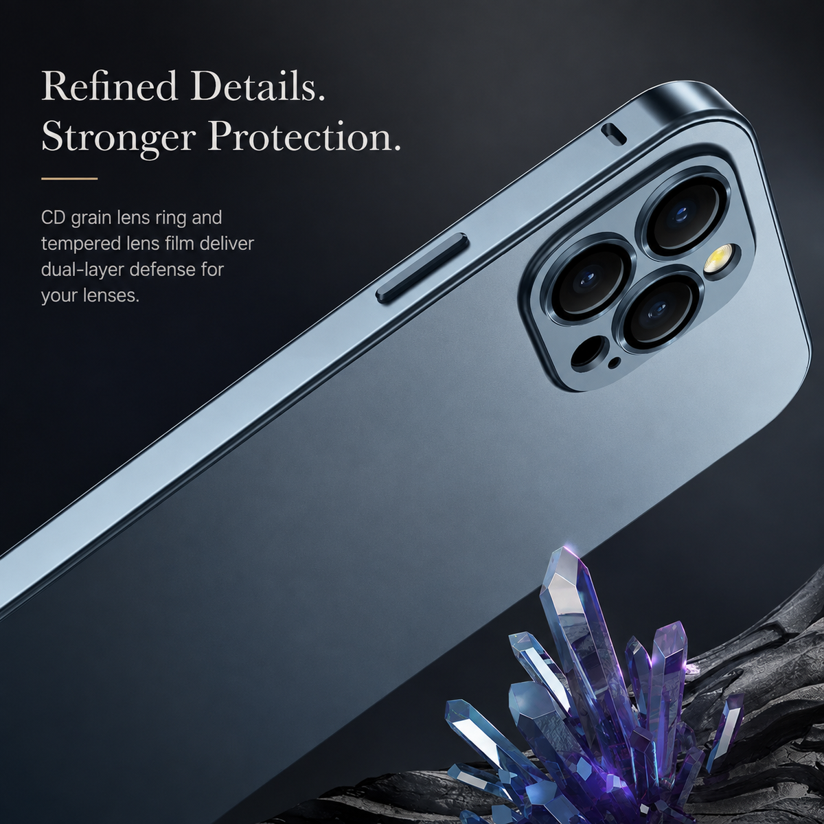 Premium iPhone Case Aluminum Metal Frame Shockproof PC Back Camera Lens Protection Slim Lightweight Protective Cover Wireless Charging Case