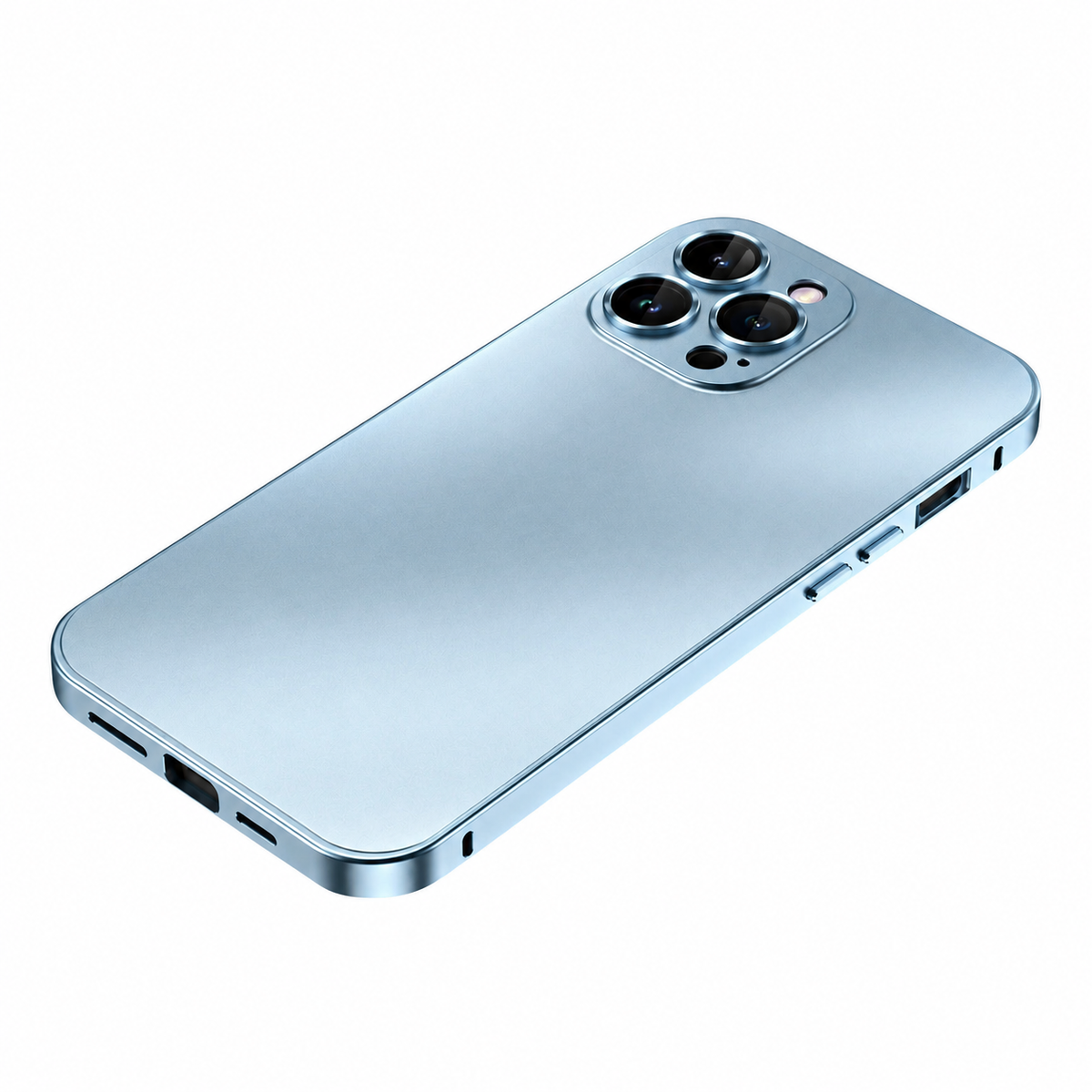 Premium iPhone Case Aluminum Metal Frame Shockproof PC Back Camera Lens Protection Slim Lightweight Protective Cover Wireless Charging Case