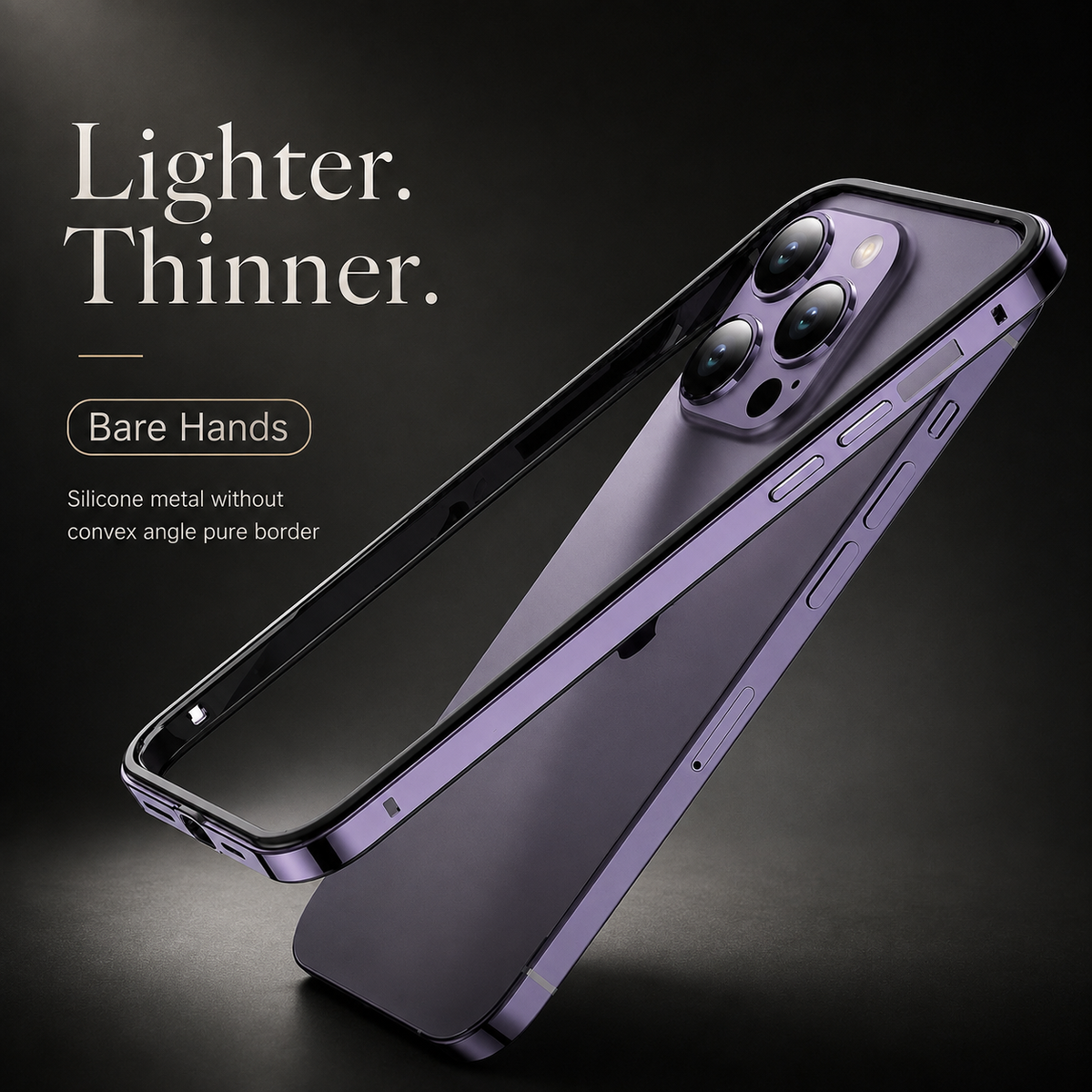 Premium iPhone Case Aluminum Metal Frame Silicone Bumper Shockproof Protective Cover Rugged Edge Protection Anti Scratch Slim Durable Design