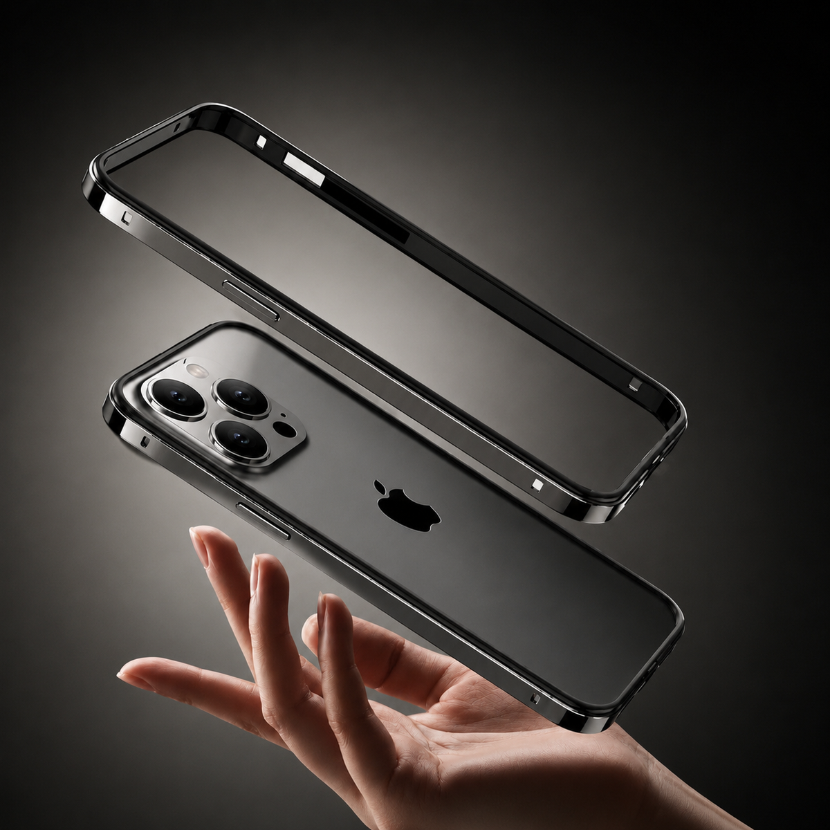 Premium iPhone Case Aluminum Metal Frame Silicone Bumper Shockproof Protective Cover Rugged Edge Protection Anti Scratch Slim Durable Design