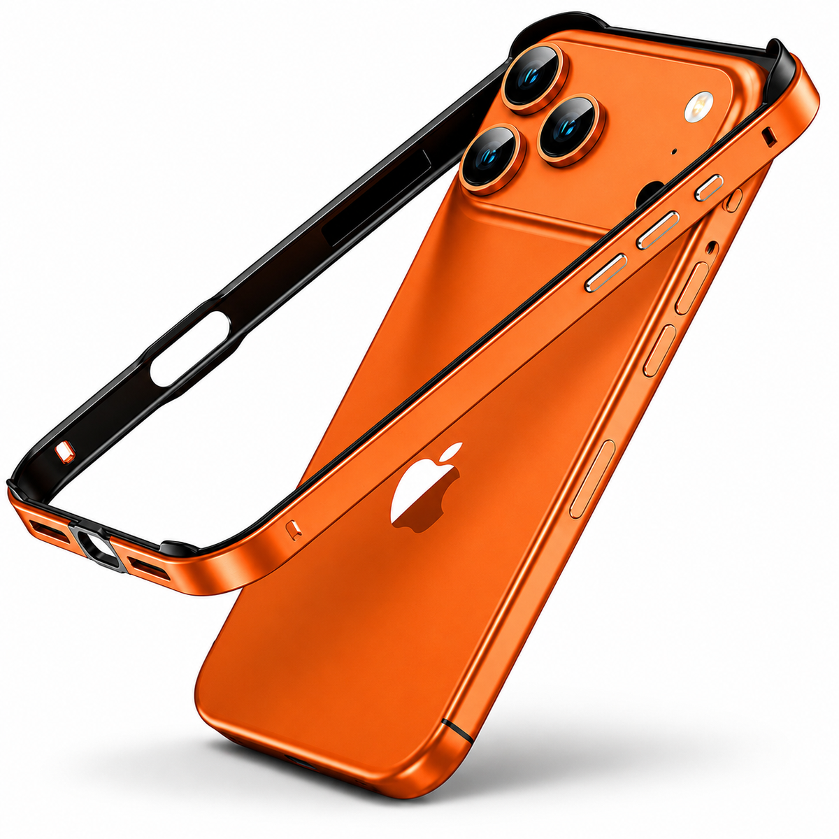Premium iPhone Case Aluminum Metal Frame Silicone Bumper Shockproof Protective Cover Rugged Edge Protection Anti Scratch Slim Durable Design