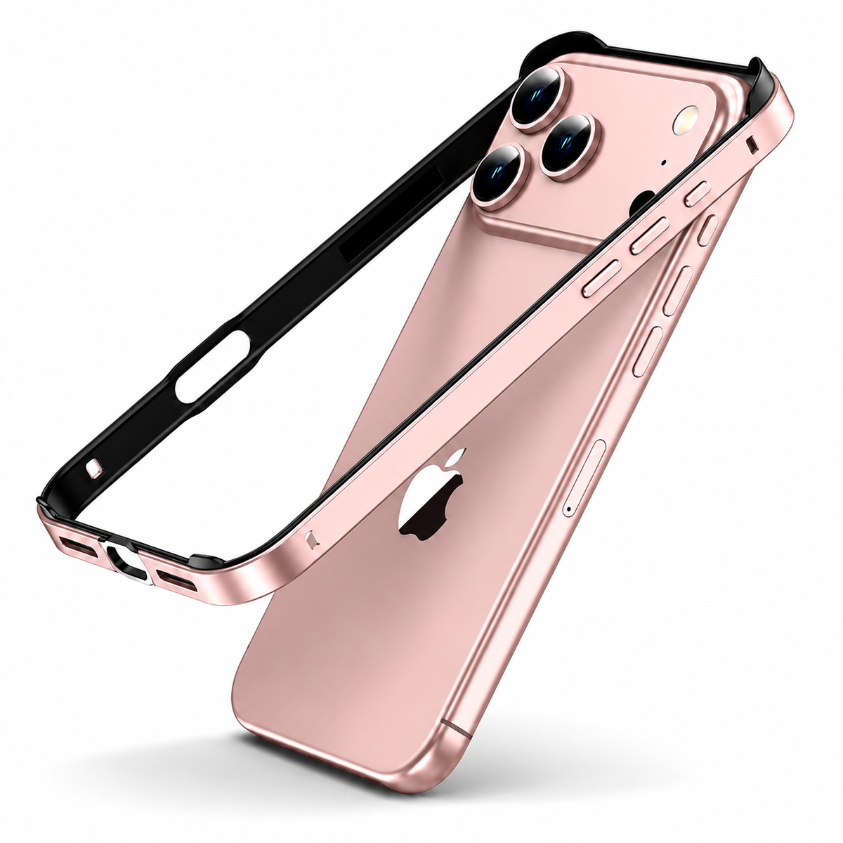 Premium iPhone Case Aluminum Metal Frame Silicone Bumper Shockproof Protective Cover Rugged Edge Protection Anti Scratch Slim Durable Design