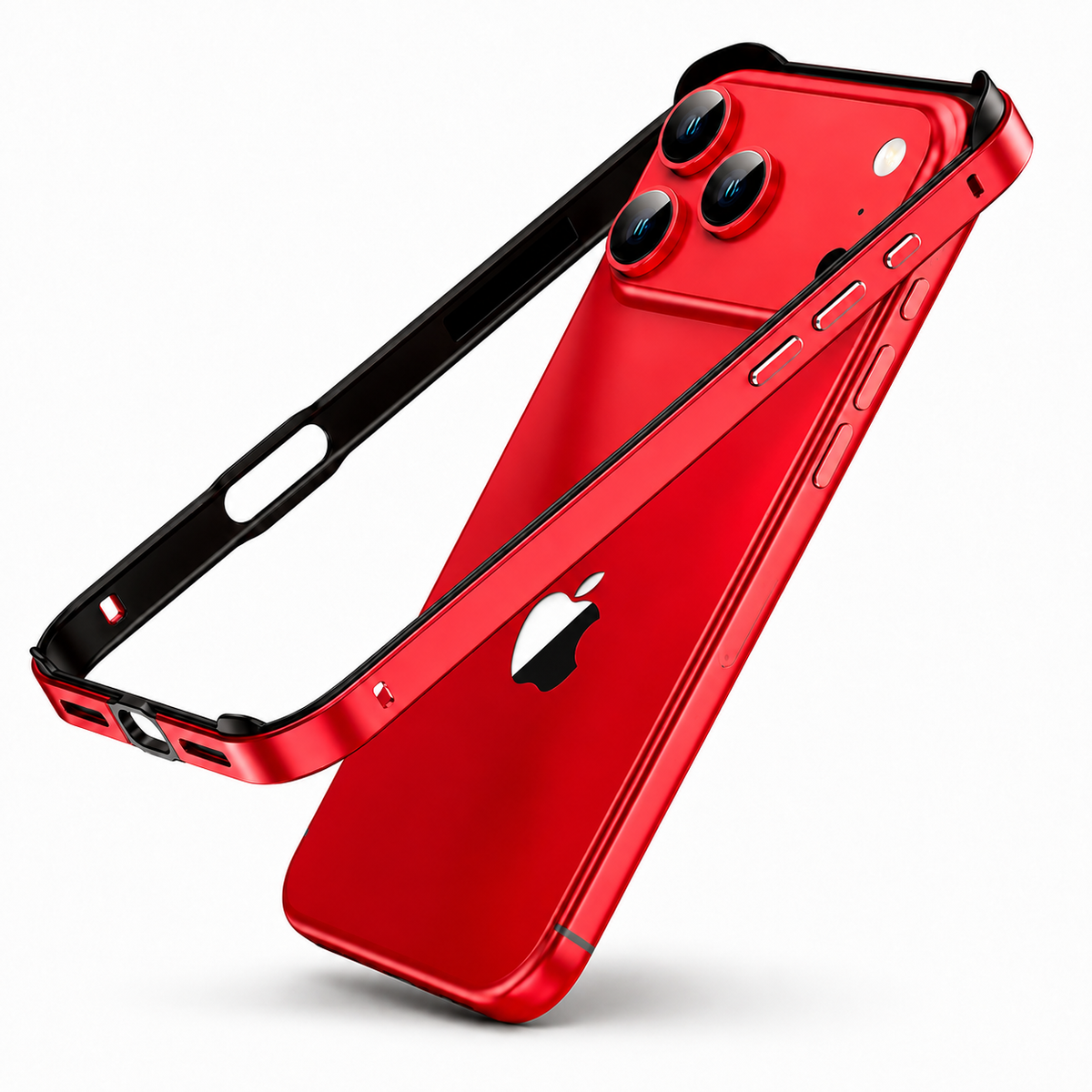 Premium iPhone Case Aluminum Metal Frame Silicone Bumper Shockproof Protective Cover Rugged Edge Protection Anti Scratch Slim Durable Design