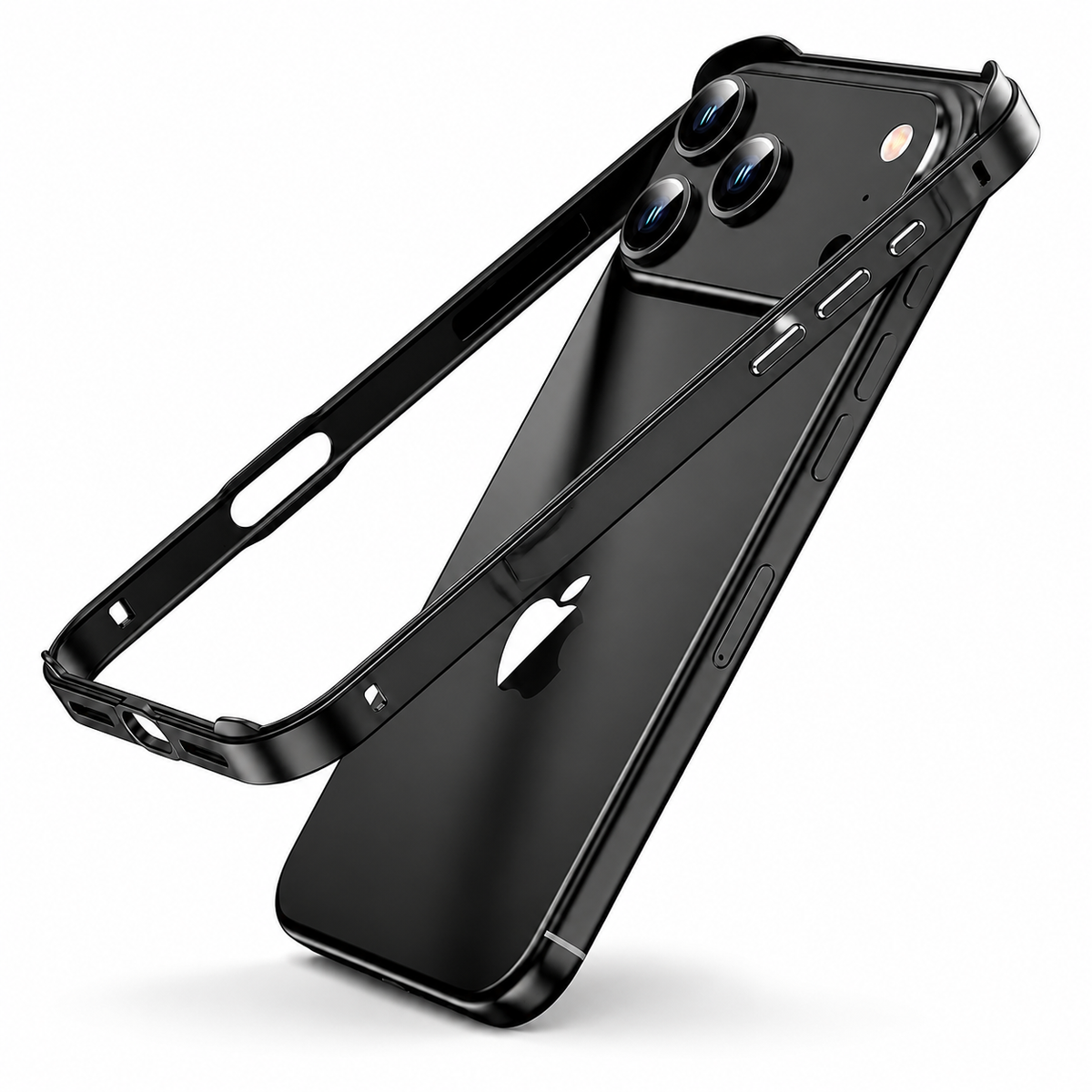 Premium iPhone Case Aluminum Metal Frame Silicone Bumper Shockproof Protective Cover Rugged Edge Protection Anti Scratch Slim Durable Design