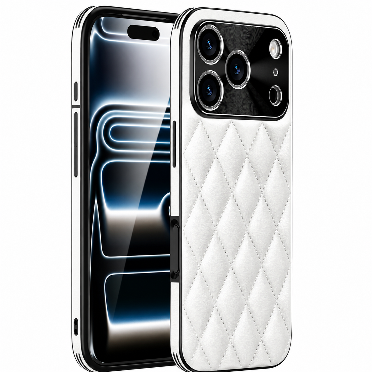 Premium iPhone Case Argyle PU Leather Camera Lens Protection Shockproof Anti Scratch Anti Fingerprint Matte Non Slip Slim Lightweight Elegant Hard Cover