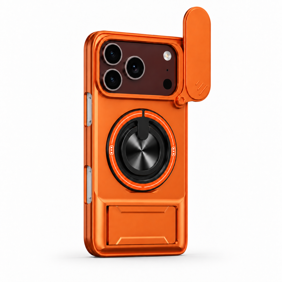 Premium iPhone Case Armor Slide Lens Protector Magnetic Car Holder Ring Stand Shockproof Tough Anti Drop Durable Slim Protective Phone Cover Shell Case