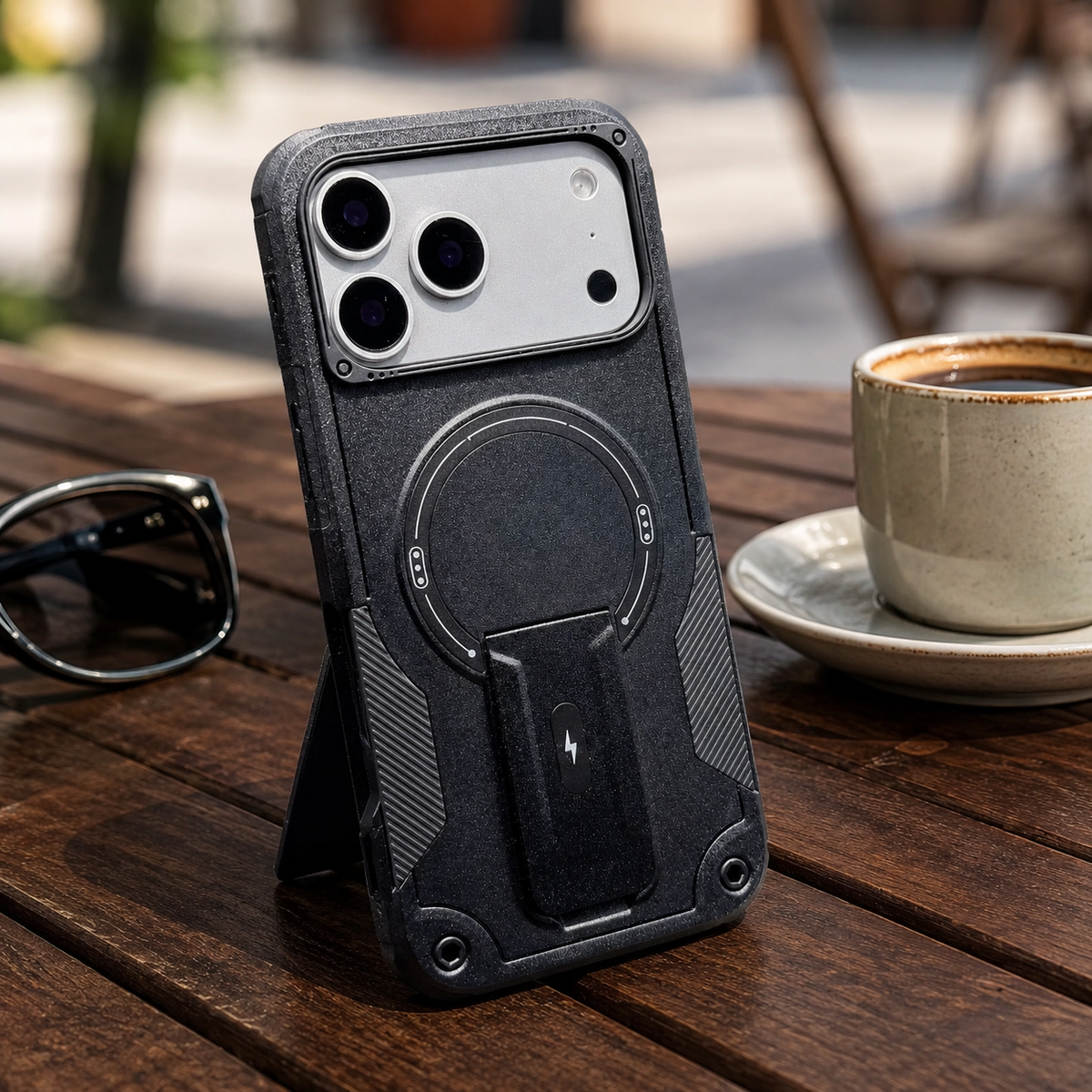 Premium iPhone Case Armored Shockproof Protective Cover Foldable Kickstand Wireless Charging Hard Bumper Silicone Slim Rugged Full Coverage Case