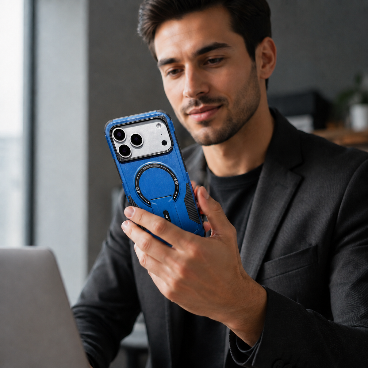 Premium iPhone Case Armored Shockproof Protective Cover Foldable Kickstand Wireless Charging Hard Bumper Silicone Slim Rugged Full Coverage Case