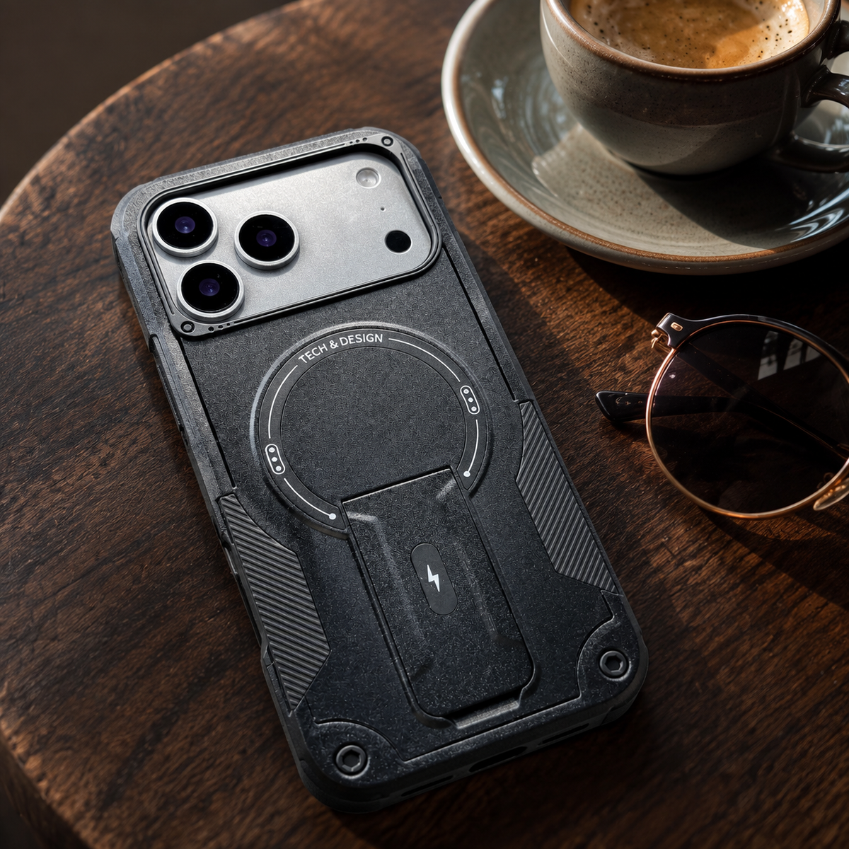 Premium iPhone Case Armored Shockproof Protective Cover Foldable Kickstand Wireless Charging Hard Bumper Silicone Slim Rugged Full Coverage Case