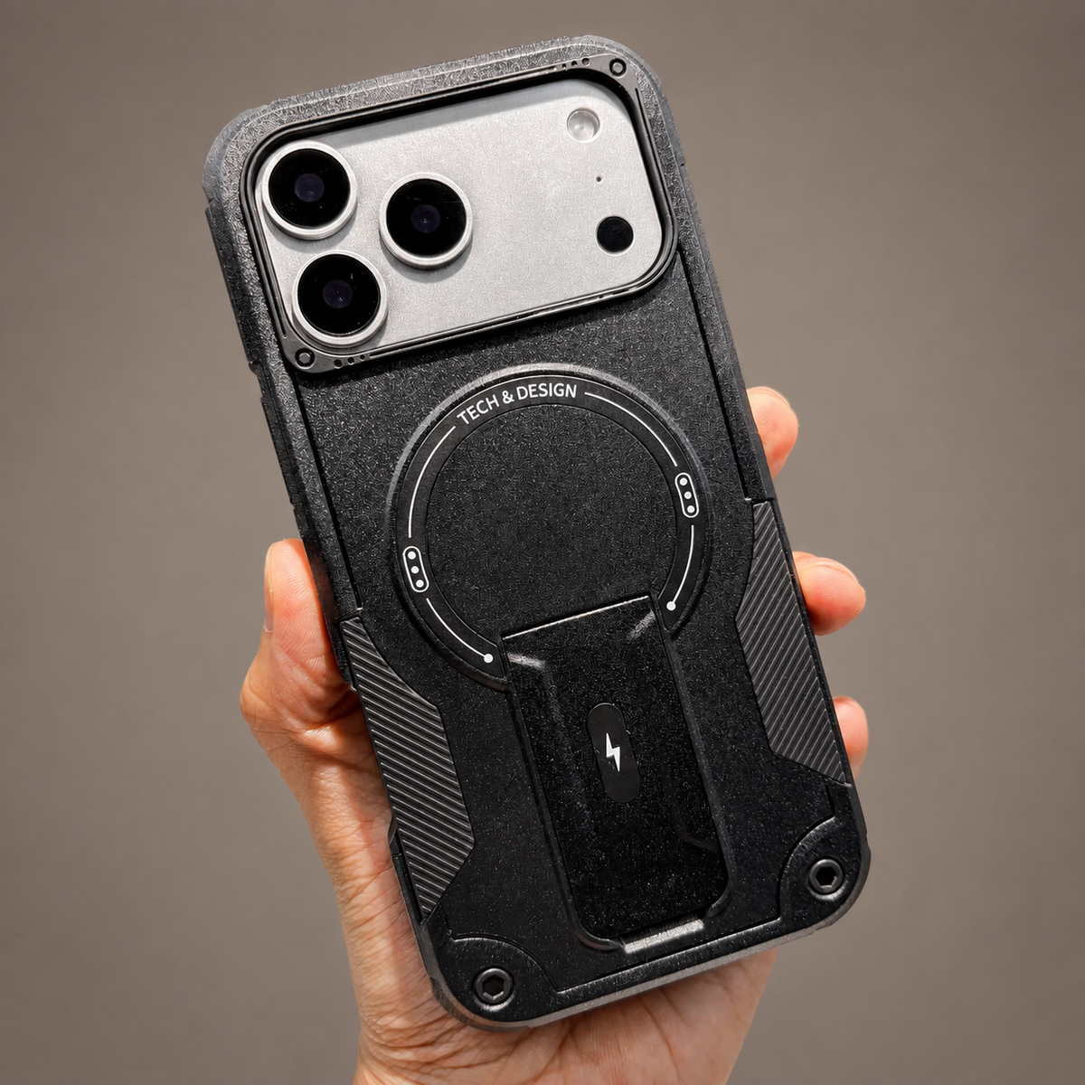 Premium iPhone Case Armored Shockproof Protective Cover Foldable Kickstand Wireless Charging Hard Bumper Silicone Slim Rugged Full Coverage Case