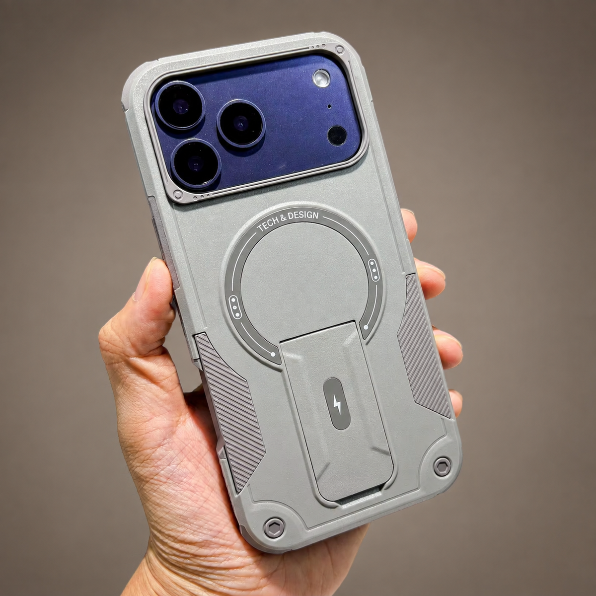 Premium iPhone Case Armored Shockproof Protective Cover Foldable Kickstand Wireless Charging Hard Bumper Silicone Slim Rugged Full Coverage Case