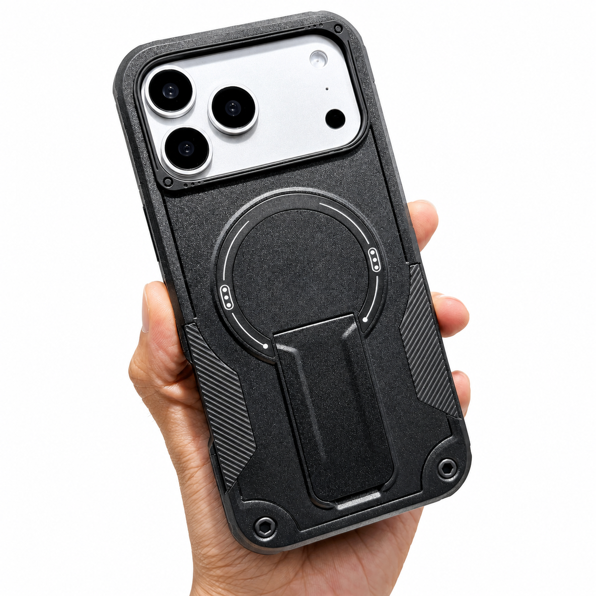 Premium iPhone Case Armored Shockproof Protective Cover Foldable Kickstand Wireless Charging Hard Bumper Silicone Slim Rugged Full Coverage Case