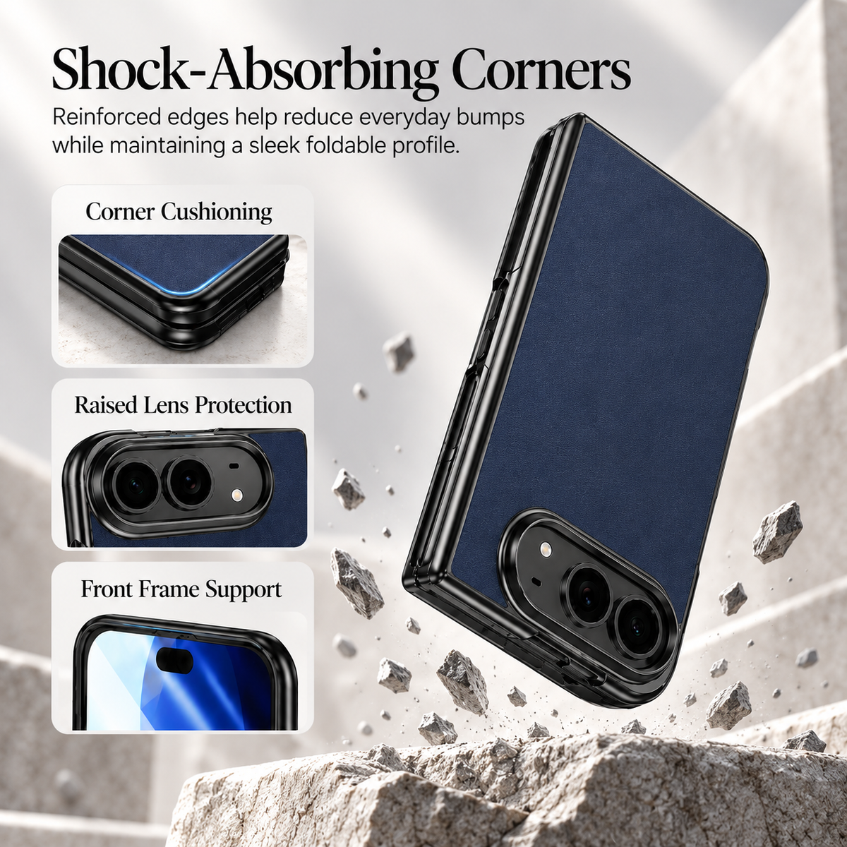 Premium iPhone Case Artificial Leather Semi Transparent Retro Foldable Cover Sweat Resistant Shockproof Slim Non Slip Durable Practical Protective Phone Case
