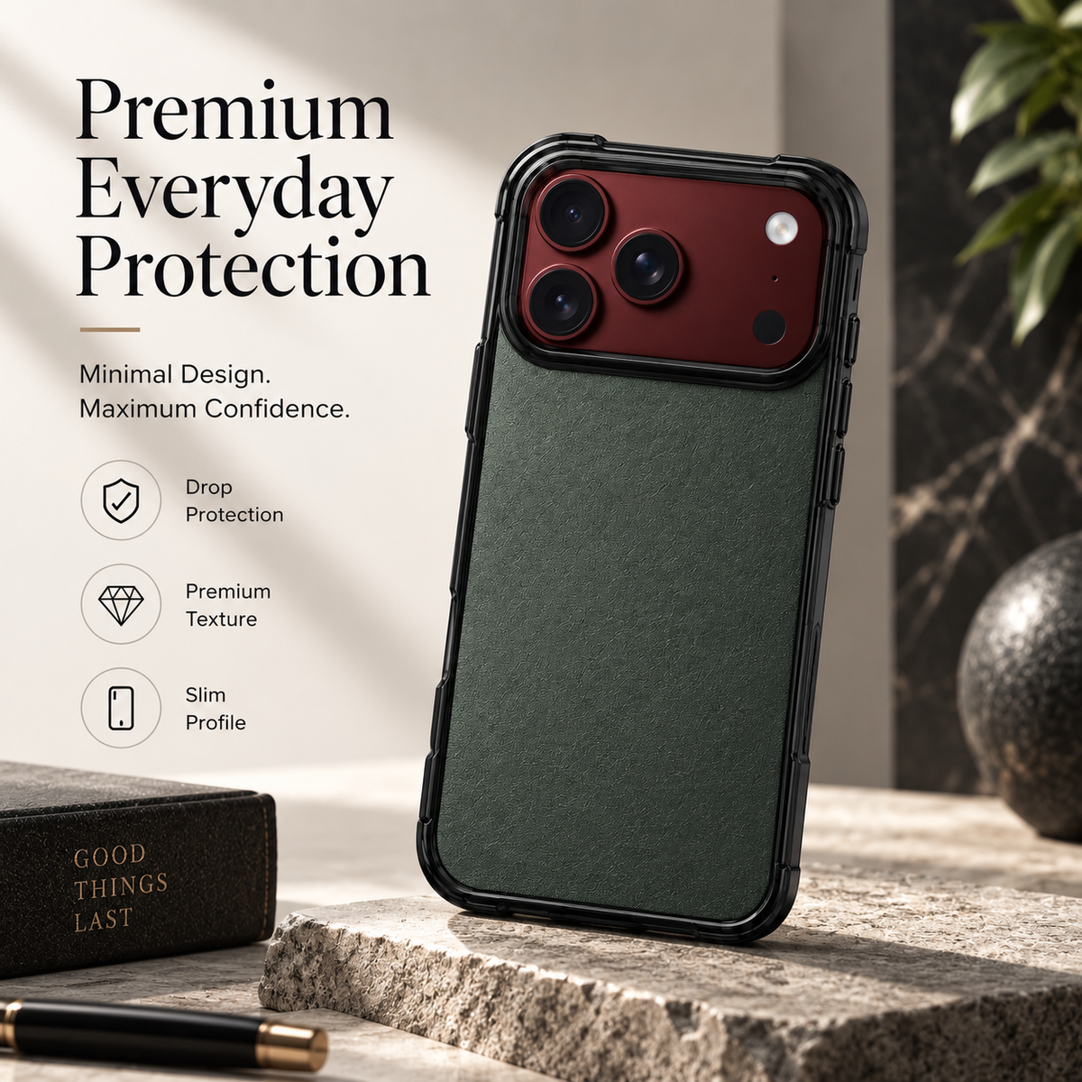 Premium iPhone Case Artificial Leather Semi Transparent Retro Foldable Cover Sweat Resistant Shockproof Slim Non Slip Durable Practical Protective Phone Case