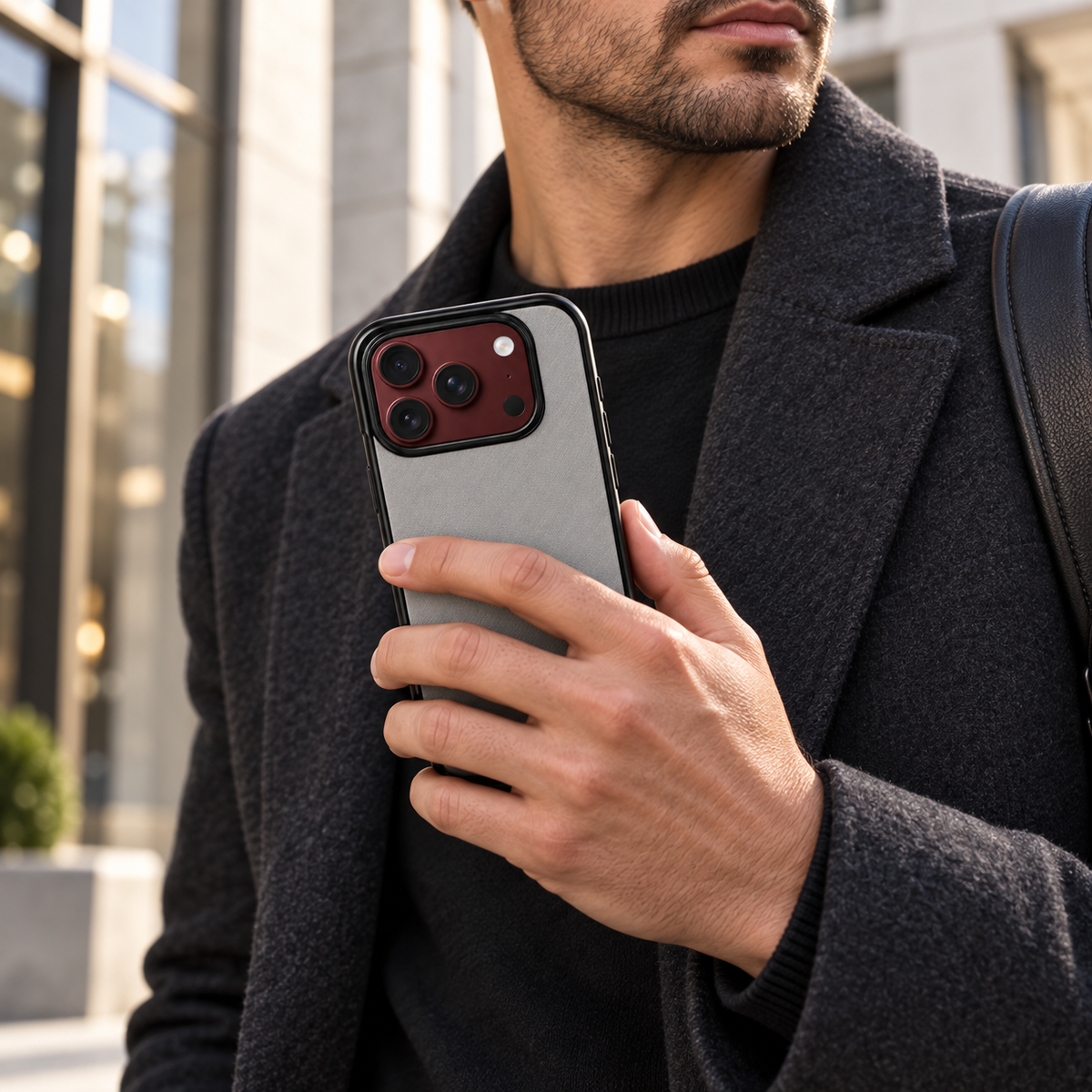Premium iPhone Case Artificial Leather Semi Transparent Retro Foldable Cover Sweat Resistant Shockproof Slim Non Slip Durable Practical Protective Phone Case
