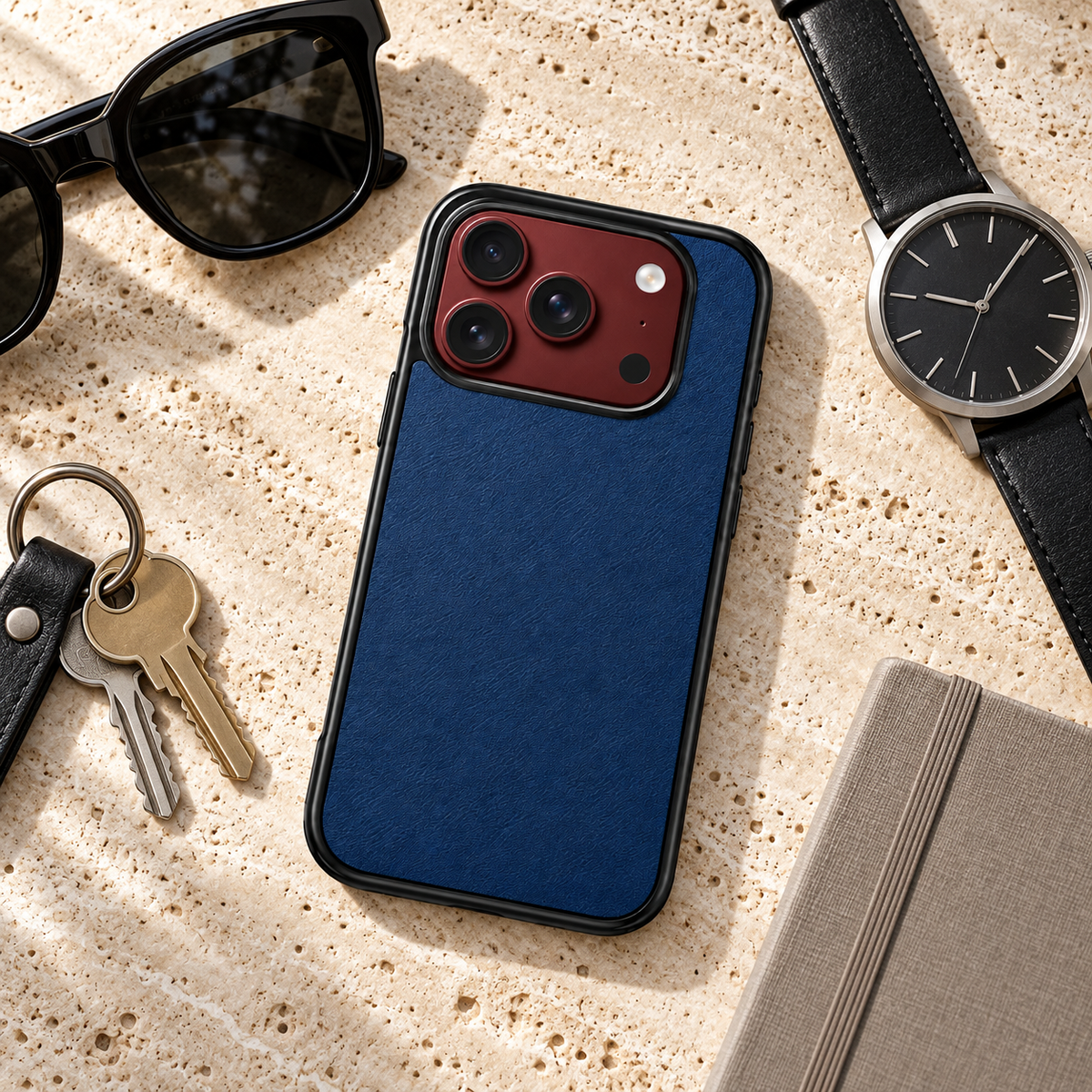 Premium iPhone Case Artificial Leather Semi Transparent Retro Foldable Cover Sweat Resistant Shockproof Slim Non Slip Durable Practical Protective Phone Case