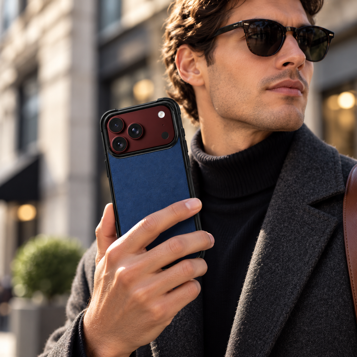 Premium iPhone Case Artificial Leather Semi Transparent Retro Foldable Cover Sweat Resistant Shockproof Slim Non Slip Durable Practical Protective Phone Case