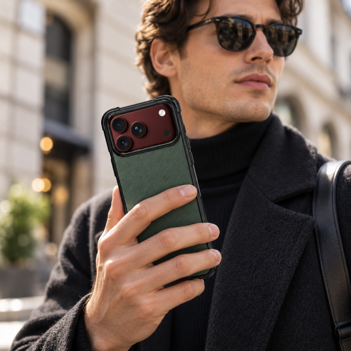 Premium iPhone Case Artificial Leather Semi Transparent Retro Foldable Cover Sweat Resistant Shockproof Slim Non Slip Durable Practical Protective Phone Case