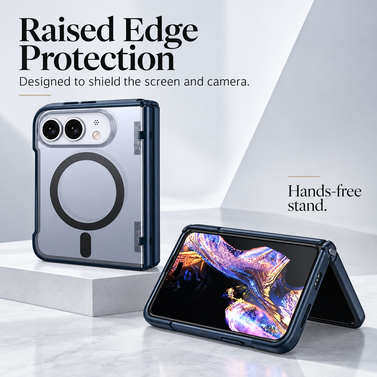 Premium iPhone Case Business Matte MagSafe Ultra Thin Folding Hinge Protection Shockproof Non Slip Slim Durable Integrated Protective Phone Cover Shell Case