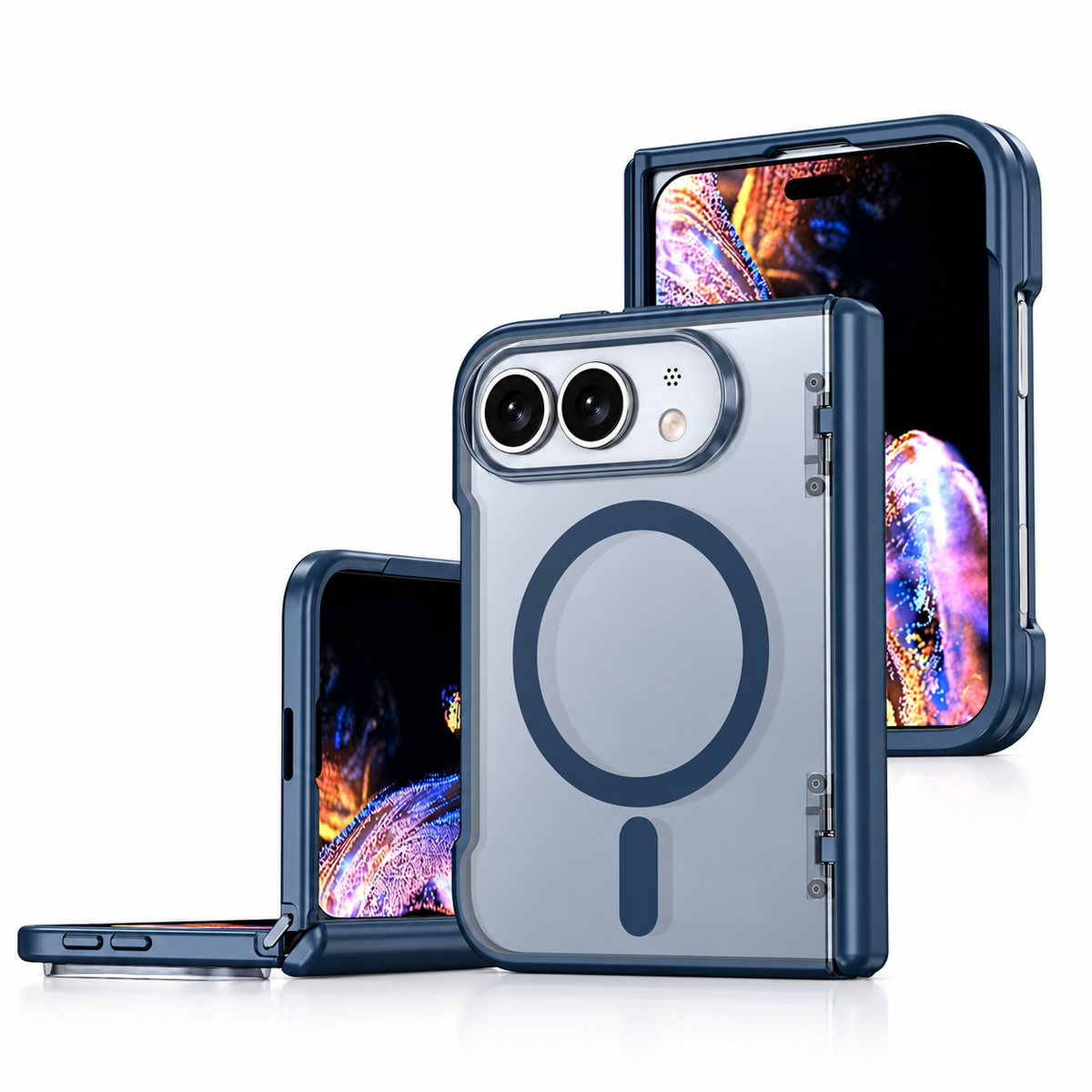 Premium iPhone Case Business Matte MagSafe Ultra Thin Folding Hinge Protection Shockproof Non Slip Slim Durable Integrated Protective Phone Cover Shell Case