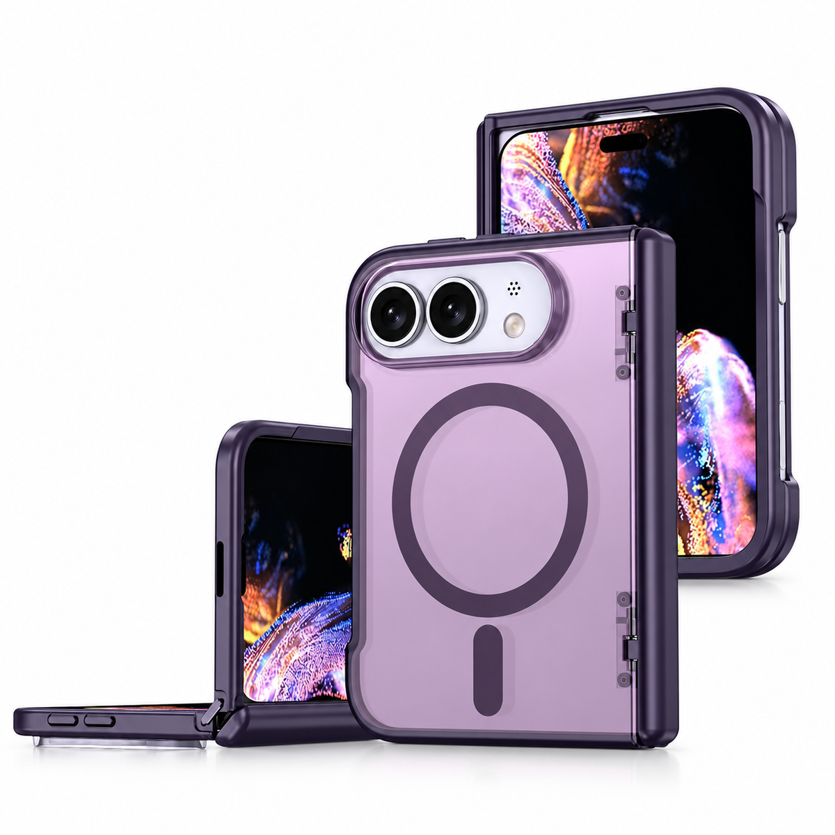 Premium iPhone Case Business Matte MagSafe Ultra Thin Folding Hinge Protection Shockproof Non Slip Slim Durable Integrated Protective Phone Cover Shell Case