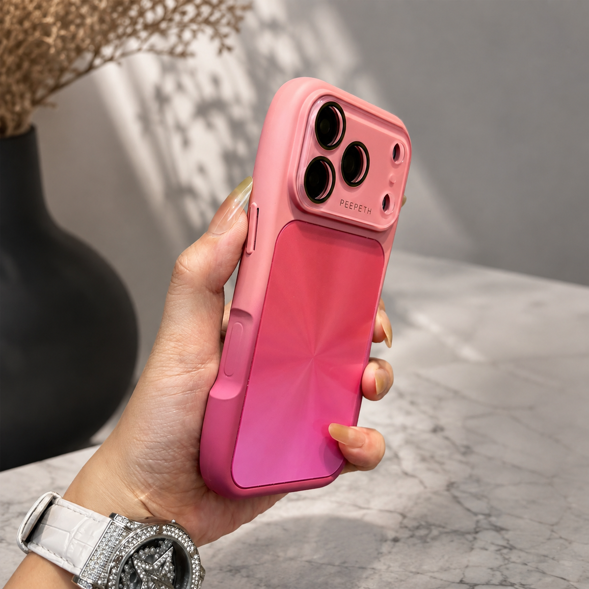 Premium iPhone Case Candy Laser Gradient Acrylic Shockproof Protective Cover Anti Fingerprint Washable Slim Lightweight Bumper Hard Back Color Change Case