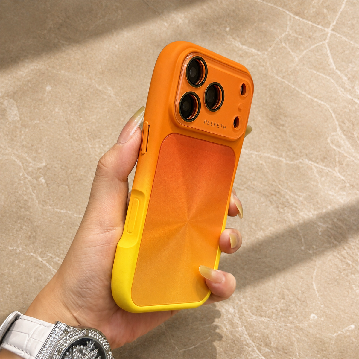 Premium iPhone Case Candy Laser Gradient Acrylic Shockproof Protective Cover Anti Fingerprint Washable Slim Lightweight Bumper Hard Back Color Change Case