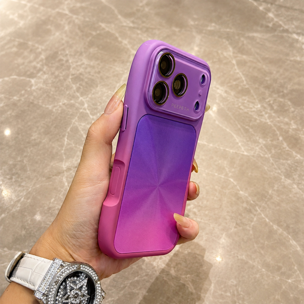 Premium iPhone Case Candy Laser Gradient Acrylic Shockproof Protective Cover Anti Fingerprint Washable Slim Lightweight Bumper Hard Back Color Change Case
