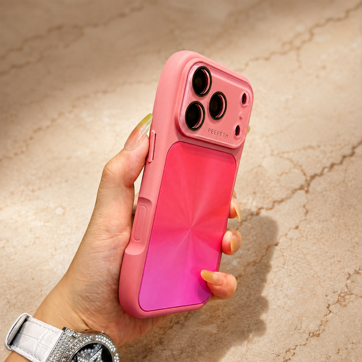 Premium iPhone Case Candy Laser Gradient Acrylic Shockproof Protective Cover Anti Fingerprint Washable Slim Lightweight Bumper Hard Back Color Change Case