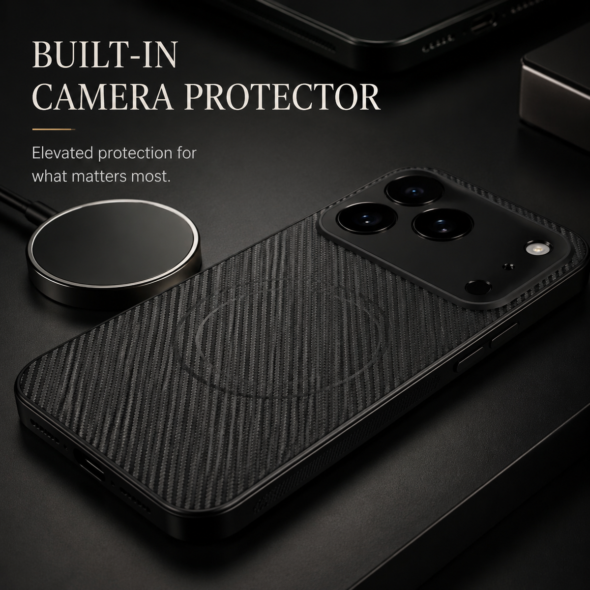Premium iPhone Case Carbon Fiber Magnetic Shockproof Military Grade Ultrathin Protective Cover MagSafe Compatible Anti Scratch Lightweight Design Case