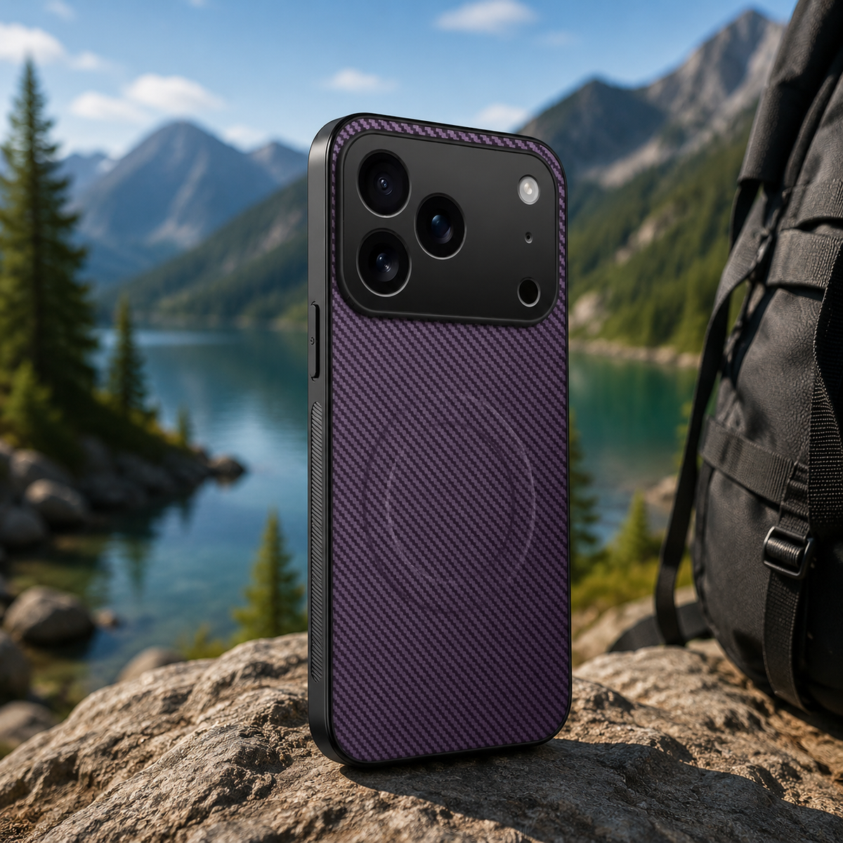 Premium iPhone Case Carbon Fiber Magnetic Shockproof Military Grade Ultrathin Protective Cover MagSafe Compatible Anti Scratch Lightweight Design Case