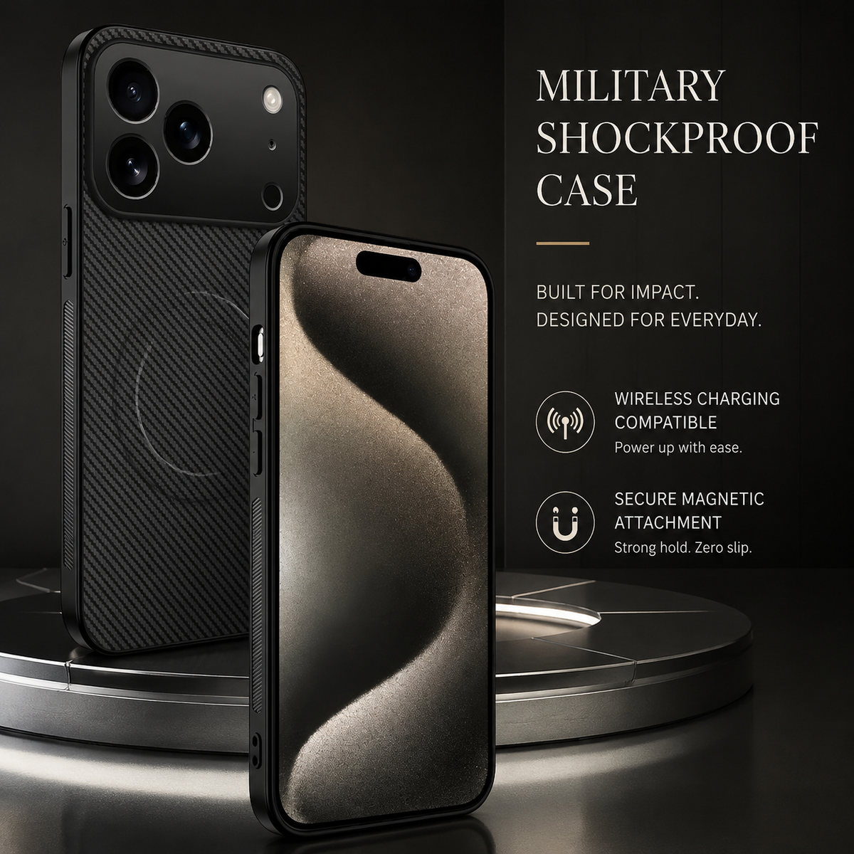 Premium iPhone Case Carbon Fiber Magnetic Shockproof Military Grade Ultrathin Protective Cover MagSafe Compatible Anti Scratch Lightweight Design Case